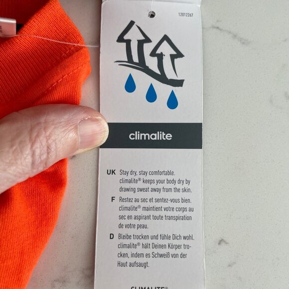 Adidas Ultimate Tee Activewear Crew Neck LS Polyester T Shirt Orange Sz L NWT - Picture 7 of 10